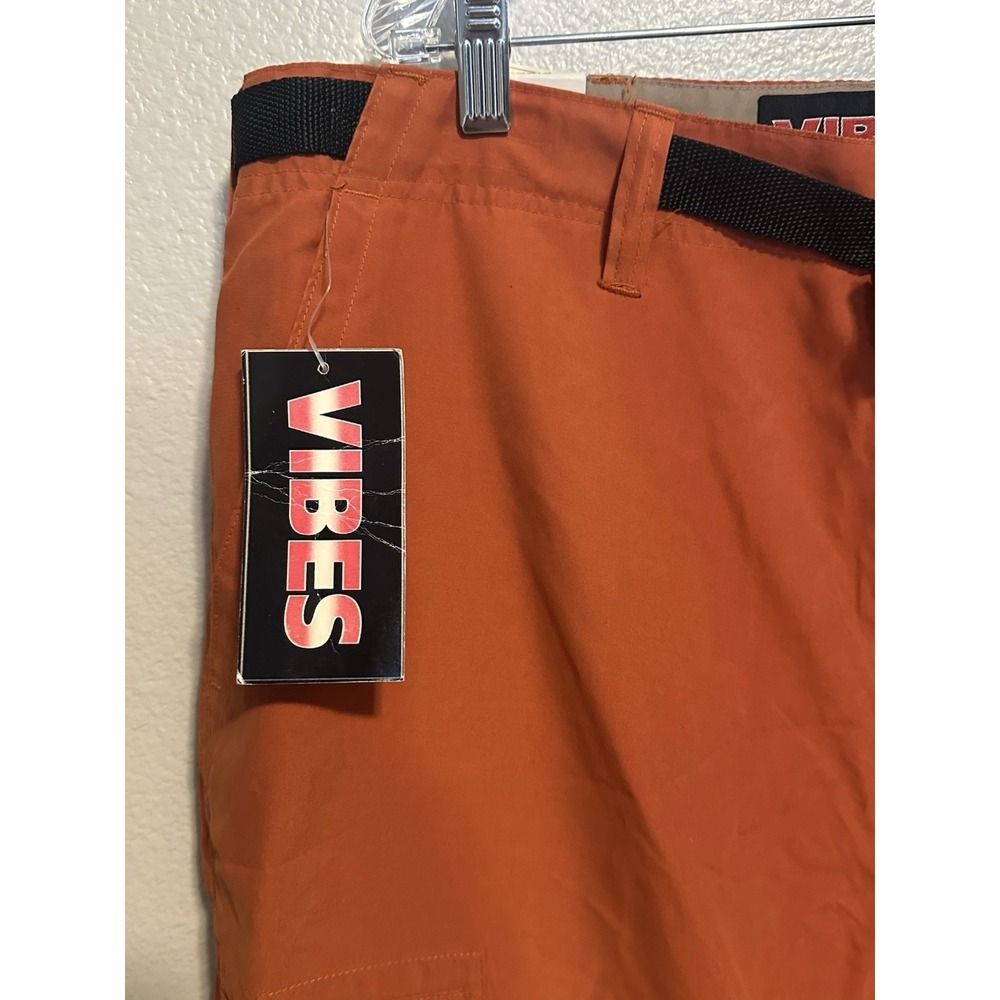 VIBES MEN XL Cargo Pants Convertible Baggy Orange Skater Paratrooper VTG Y2K NWT - Picture 2 of 13